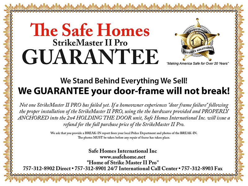Safe Homes International Guarantee